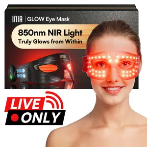 【LIVE EXCLUSIVE】INIA GLOW Red Light Therapy Eye Mask with 96 High-Density LEDs & Cryotherapy Cooling, LED Eye Mask Skincare for Wrinkles, Dark Circles & Puffiness, FDA-Cleared, Portable and Rechargeable, 2-Year Warranty