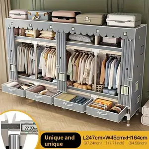 portable closets for hanging clothes, 78.34 Inch Large Capacity Portable Closet, Clothing Rack,  4 drawers,Thick Steel Tubes, Clothes Organizer with Fabric Cover,Freestanding Wardrobe forBedroom Storage - Easy Assembly Portable Large wardrobe closet
