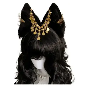 Egyptian Gothic Lolita Faux Fur Animal Ear Headband Cos Exotic Costume Hair Accessory