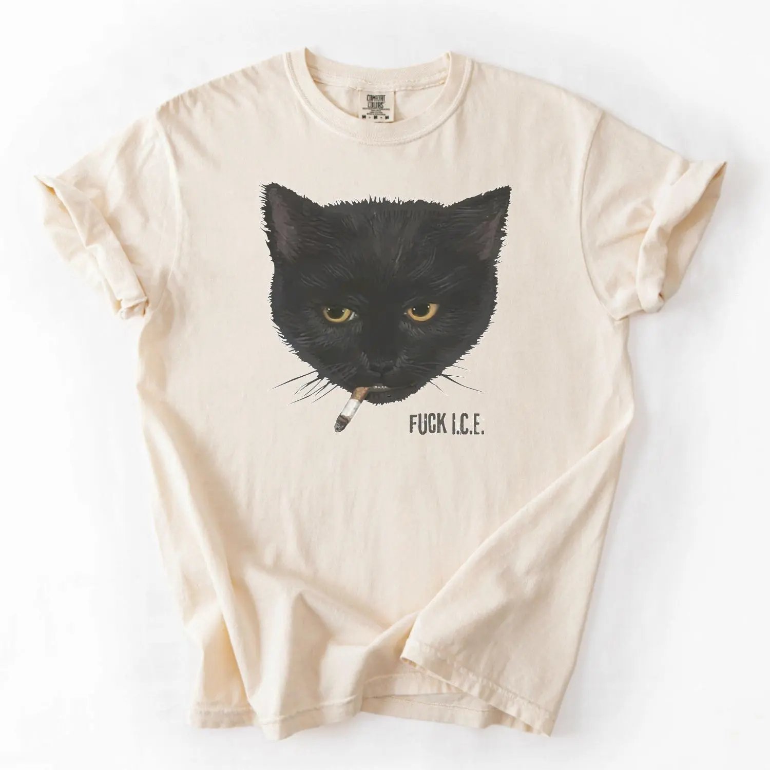 Fuck ICE Smoking Cat Y2K Shirt, Anti Trump Tshirts, Protest Shirt, Fuck Donald Trump, Unisex Comfort Colors  Oversized Fuck Trump Shirt