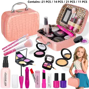 Kids Makeup Toy Set, Pretend Play Set, Realistic Cosmetic Playset, for Kids Vanity, Non-Toxic Lipstick Nail Polish Props, Christmas Gift Box for Girls