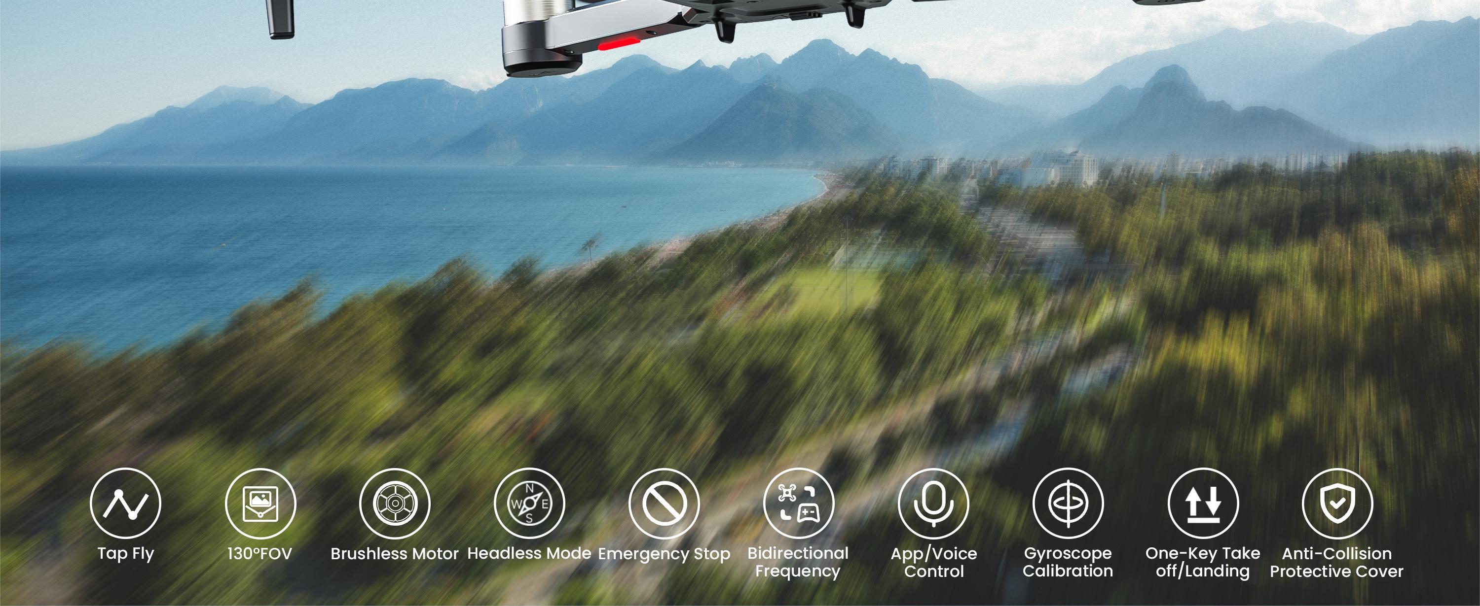 Drone with Camera 4K for Kids Adults, Brushless Motor Mini Foldable RC Drones with Propeller Guards for Beginners, One Key Take Off/Land, Voice Control, Anti-Lost Alarm, Gift Toys for Men Boys