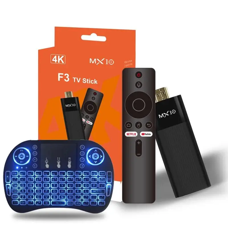 Hot Selling Android TV Stick MX10 F3 Mali-G31 Android 13 & Air Mouse Remote Touchpad Mini Wireless 2.4G Touchpad Keyboard