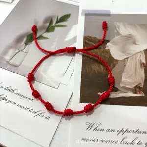 Handmade Seven-Section Braided Red Rope Bracelet, Magical Protection Rope, Blessing and Protection Wristband