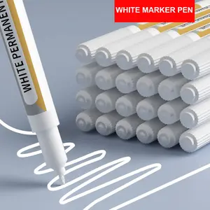 White Acrylic Paint Pens,White Markers Paint Permanent Marker Pens, Fine Tip 1-2mm Waterproof Paint Pen for Fabric Rock Painting Tyre Art Paper Glass for Drawing,Coloring,Graffiti,DIY Crafts