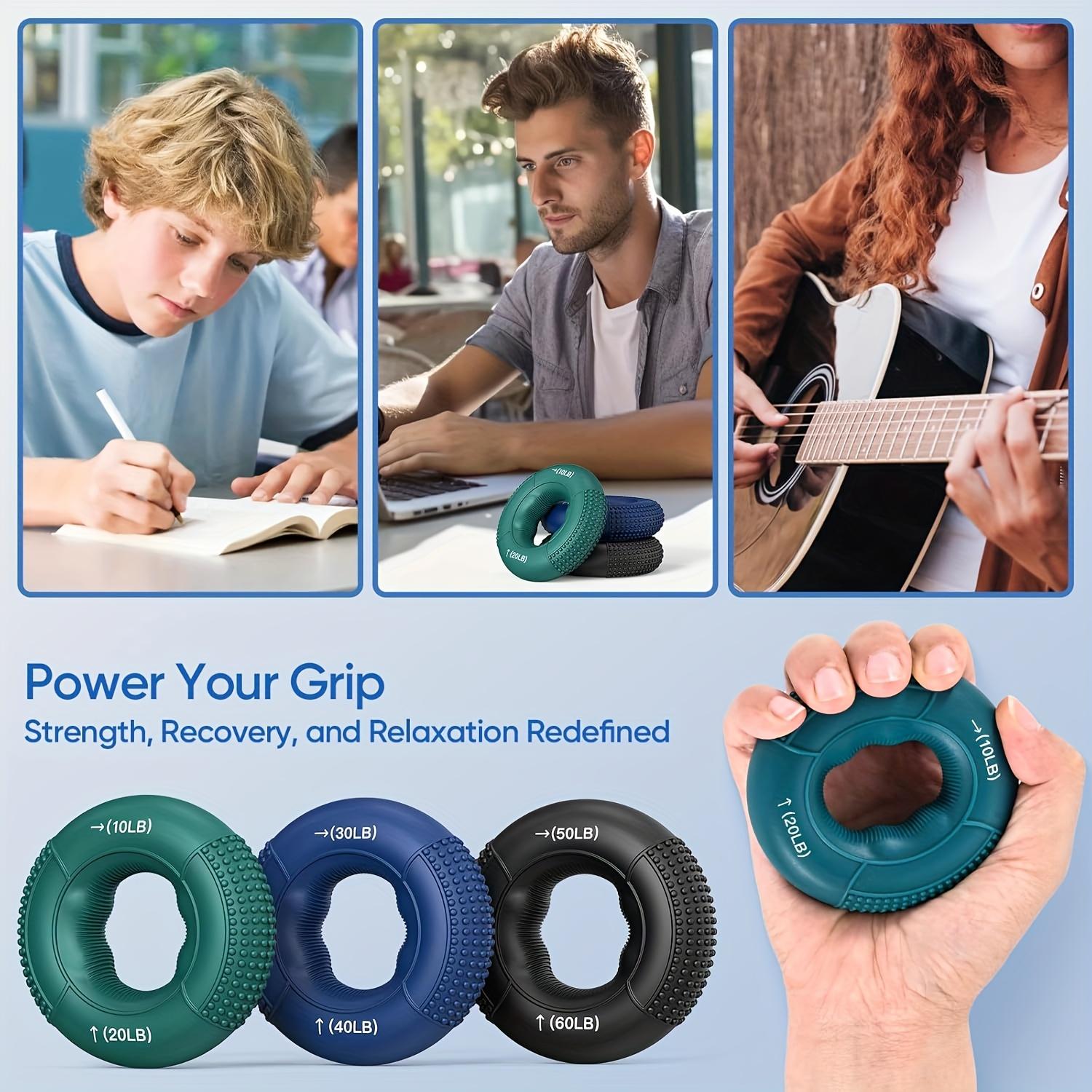 Set of 4 Hand Strengthening Tools, 30LB-60LB Forearm And Finger Grip Trainer, Muscle Development Finger Exerciser, Silicone Ring for Strength Training, Sports, Rock Climbing, And Fitness