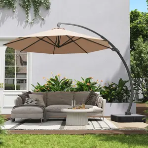 Aoxun 11 FT Sturdy and durable sunshade umbrella Cantilever Offset Patio Umbrella – Heavy Duty Large Aluminum Frame with 360° Rotation, Windproof & Waterproof, Includes Crank and Base for Outdoor Pool, Deck, Garden