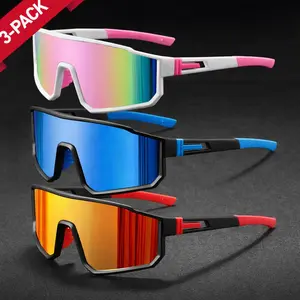 3-Pack Fashion Outdoor Athletic Cycling Sunglasses For Men Women Polarized UV400 Sports Glasses Anti Glare Impact Resistant For Running Driving Road Bicycle & Outdoor Activities