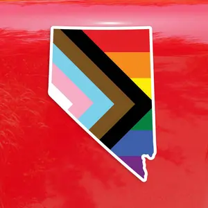 Nevada State Shape Progress Pride Flag LGBTQ POC Transgender Flag - Vibrant Color Vinyl Decal Sticker