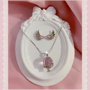 Madoka Magica Homura Akemi Madoka Kaname Elegant Dainty Soul Gem Anime Manga Kawaii Necklace and Earrings set Puella Magi Series