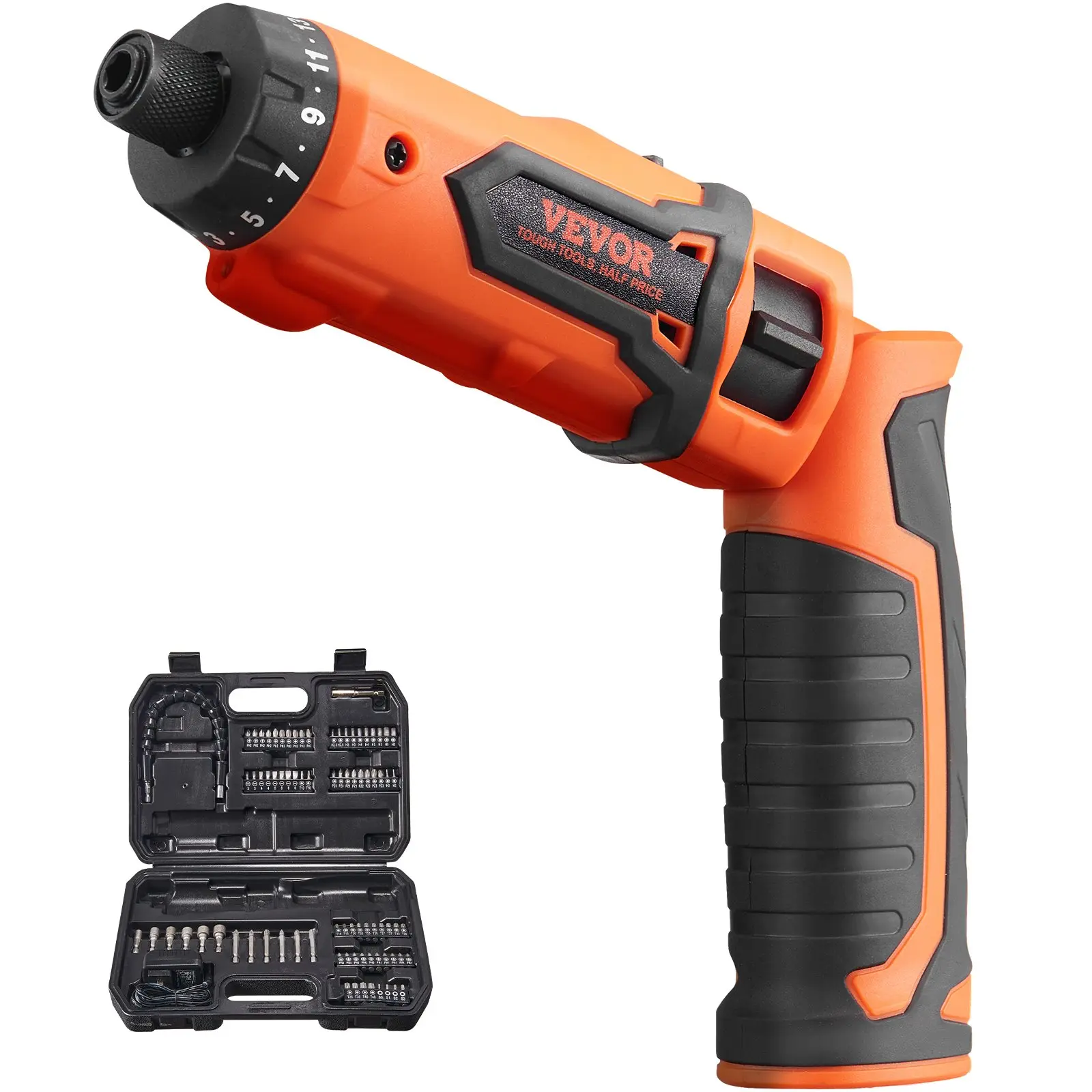 【Summerfinds】VEVOR Torque Screwdriver 8V 7Nm Electric Screwdriver Rechargeable Set with 82 Accessory Kit and Charging CableLED Light Dual Position HandleNut Drivers Magnetic Bit Holder Tool Kit Home Repair, Power Screwdriver, Work Tools