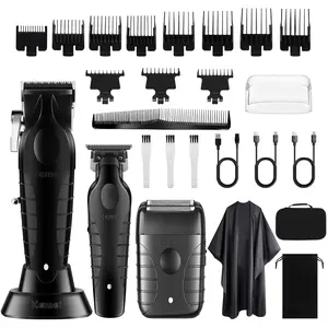Kemei Men's Electric Hair Clipper and Shaver with Large Capacity Lithium Battery, 8000 Rpm, Multiple Guide Combs, Cordless Barber Trimmer, Ideal Gift for Men Km2299, 2296, Cordless Rechargeable Clippers, Wireless Hair Trimmer, Hair Cutting Machine