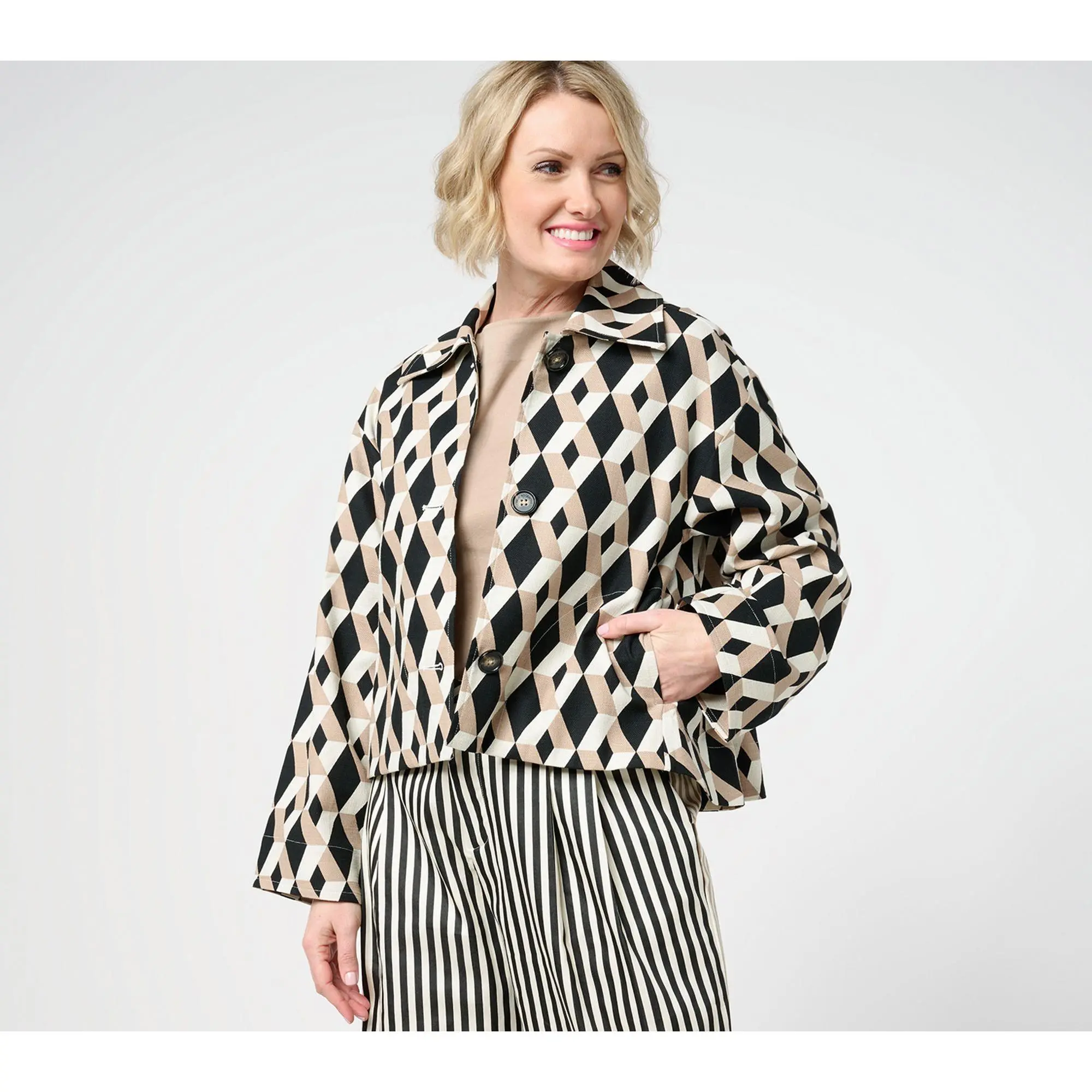Carla Rockmore Collection 100% Cotton Canvas Swing Jacket