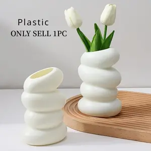New Plastic Flower Vase, Lightweight, Creative Floral Container, Flower Arrangement, Home Decor Ornament, Spiral Shape Vase, 1pc, Ideal for Home Decoration