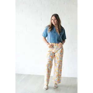 Multi Floral Pleated Pants
