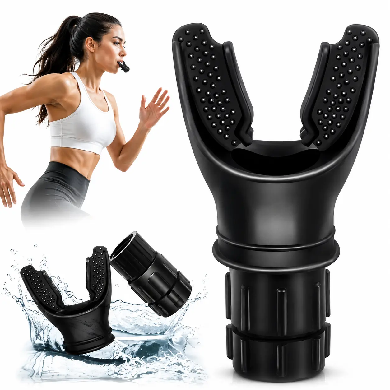 2026 New Adjustable Resistance Breathing Training Mouthpiece, Portable Airflow Resistance Exercise Trainer with Textured Bite Pads and Rotary Control Dial, Compact Fitness Workout Accessory for Gym, Cardio, Yoga and Daily Exercise, Gift for Active Adults