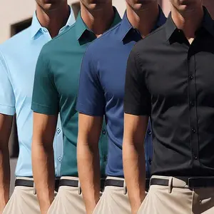 Men’s Summer 4-Pack Dress Shirts — Lightweight design, wrinkle-resistant and iron-free, durable fabric; an excellent choice for light business and formal occasions. Size M