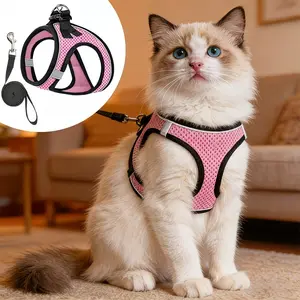 Pet Chest Harness Vest Set, Adjustable Anti-Escape Design, Breathable Mesh Comfort Shock Absorption, Lightweight No Choke, Suitable for Cats Dogs Outdoor Walks Travel, Harness Leash Set