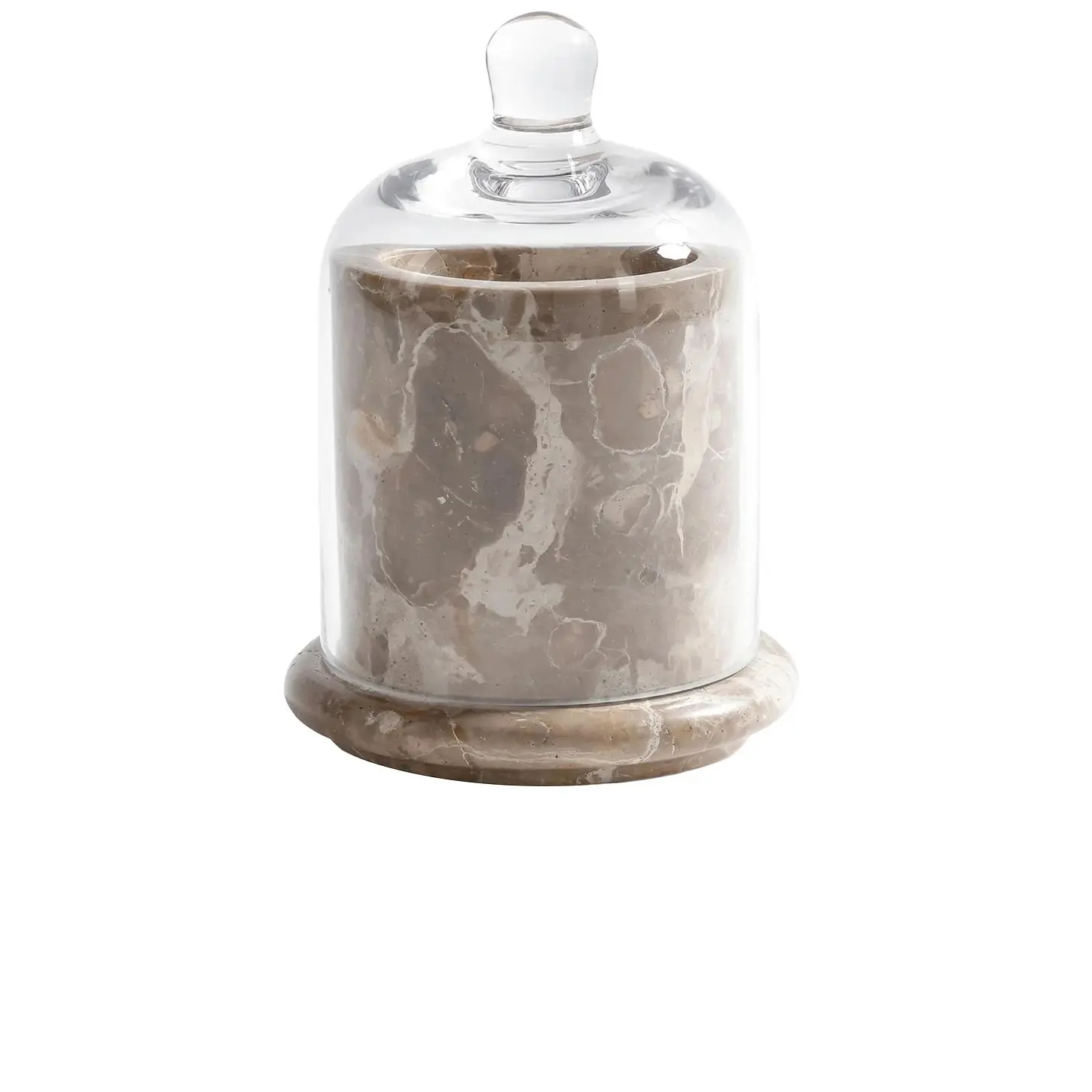 The Favorites Marbella Scented Candle Jar With Cloche in Crema Fossil Marble