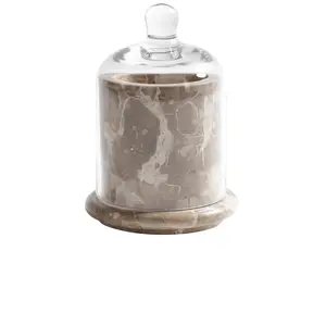 The Favorites Marbella Scented Candle Jar With Cloche in Crema Fossil Marble