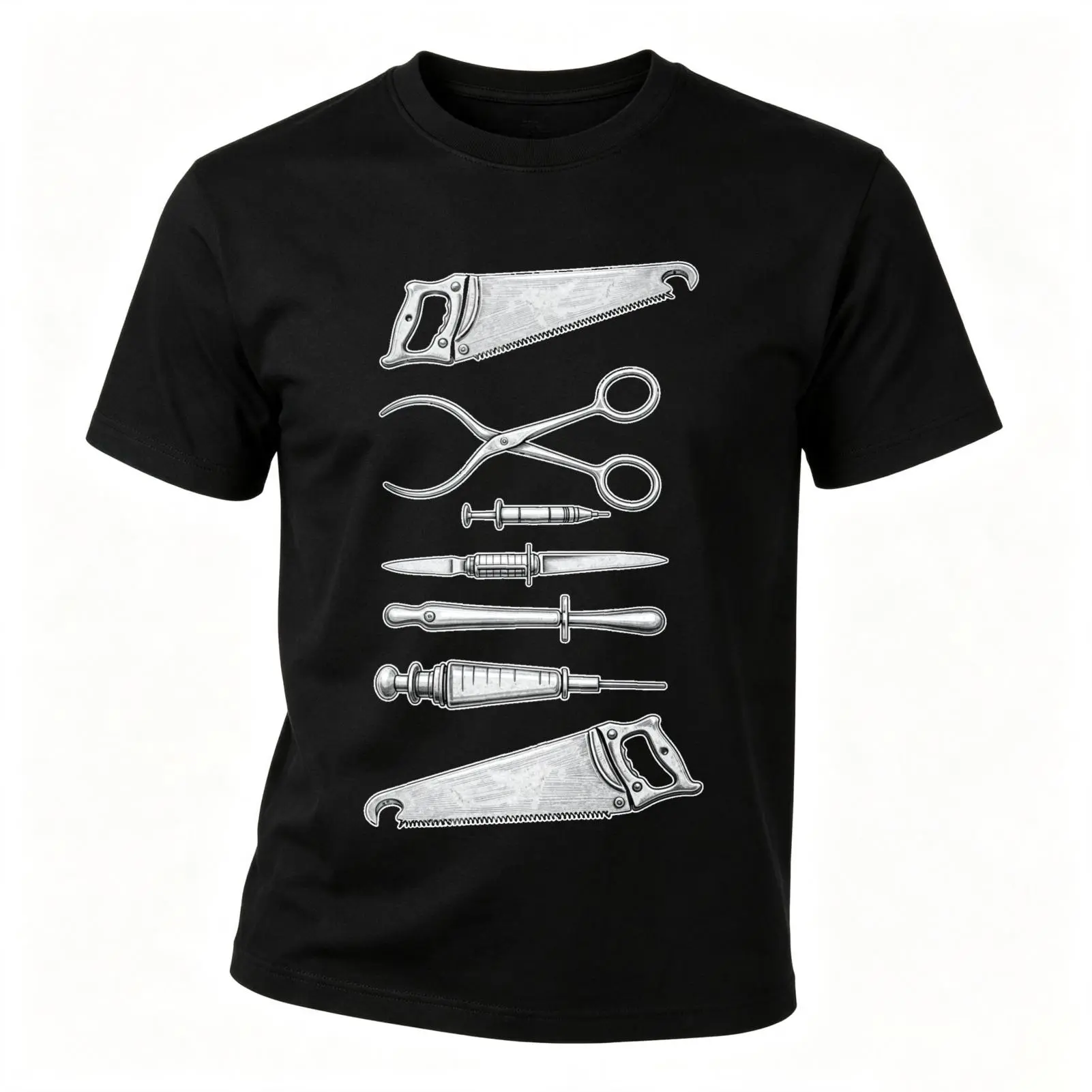 CARPESUN Vintage Medical Tools Graphic Tee Cotton Short Sleeve Unisex Shirt For Doctors Nurses Surgeons Halloween Costume Gift