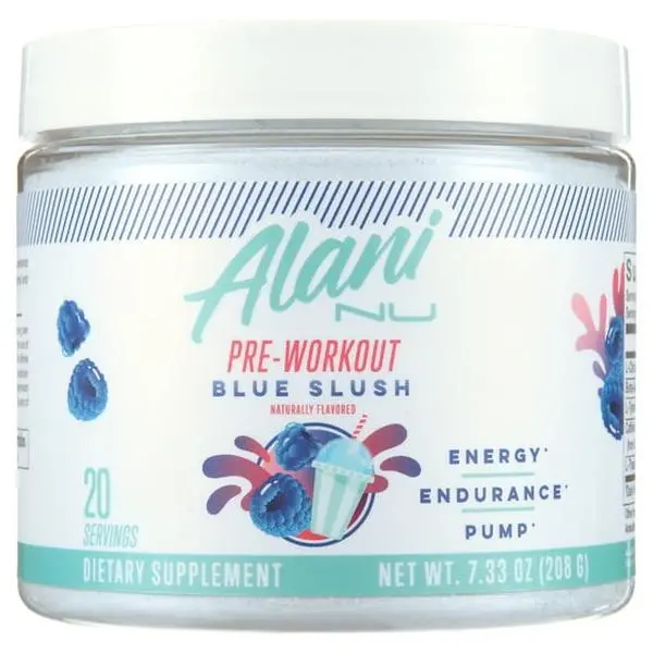 Alani Nu Pre-workout Powder, Blue Slush, 20 Servings, 200mg Caffeine