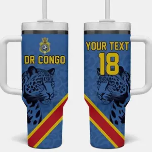 [ FAST SHIP 5Days]  DR Congo Football Tumbler With Handle Leopard Pride Heritage Edition LT18
