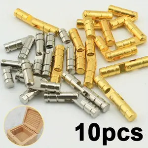 10 Pack Cylindrical Hinges, Wooden Box Gift Box Link Hinge Support, Durable Metal Hinges for Decorative Boxes, Ideal for DIY Projects