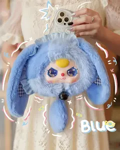 YW-Lucky Rabbit Zipper Pouch Plush Box Bunny Plush Dolls，Soft Furry Collectibles，Stuffed Animal