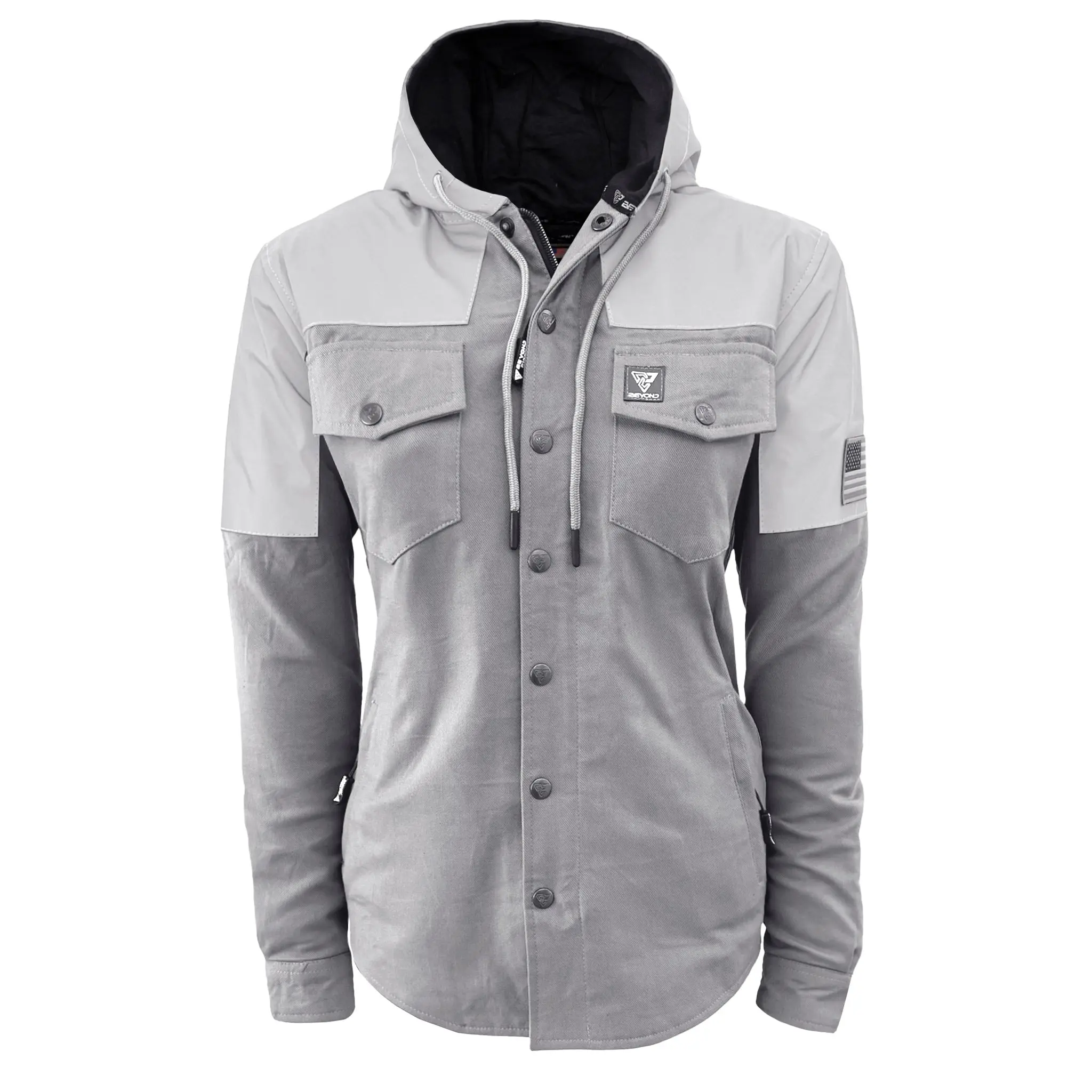 Protective Reflective Flannel Hoodie "Twilight Titanium" For Women - Grey and Silver