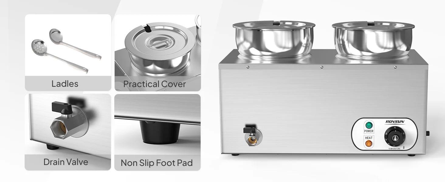[TOP RATED - FLASH SALE] ROVSUN 15 QT Electric Soup Warmer Steam Table Countertop