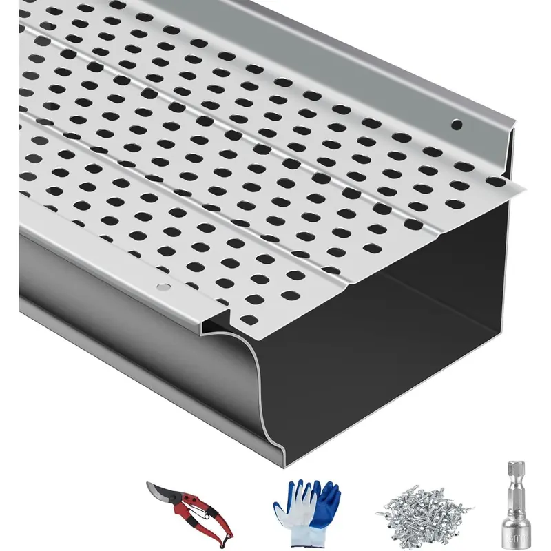 GARVEE Gutter Guard 5 inch 104Ft, Rain Gutter Guard, Aluminum Mesh Heavy Duty, Leaf Filter Guards for Gutters Debris Protection for Roof Gutter, Easy to Install