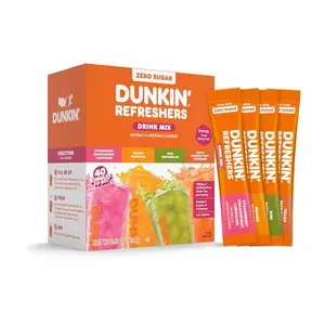 [Hot 2026!!!] Dunkin’ Refreshers Singles To Go! Powdered drink mix packets, 40 Ct Variety Pack, 40 Single serve Packets per Box (40 servings), Energy from Green Tea, aspartame-free, no synthetic colors, naturally and artificially flavored, just add water