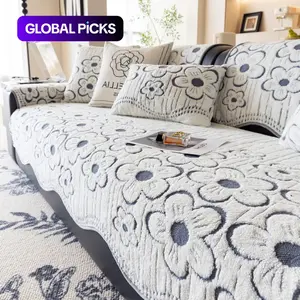 Winter Plush Leaf Pattern Sofa Cushion Cover, Quilted Sofa Cover, Anti-Slip Farmhouse Style Protector, Pet-Friendly Decorative Furniture Cover for L-Shaped Sofas #TOP PICKS