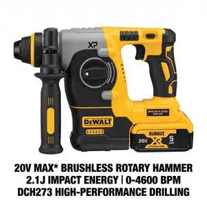DCH273 20V Brushless Rotary Hammer Kit Seismic Attachment Installation Large Yellow and Black Tool Organizer heat pumpwood splitting,powertoolessentialsutility cart ,garage use Heavy-Duty Wall Mount tool Holder