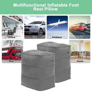 2 Pack Inflatable 3-Layer Foot Rest Pillow with Hand Pump and Carry Bag. Inflatable seat, Office Footrest, Quick Inflate & Deflate for Office Car Airplane Train Bus Home – Travel Comfort Solution for Long Flights Holiday Trips and Daily Use