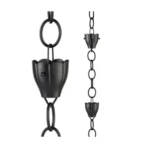 6-Cup Crocus Black Aluminum 8.5ft Rainchain byGood Directions