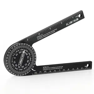 Aluminum Miter Saw Protractor | 7-Inch Rust Proof Angle Finder Featuring Precision Laser Engraved Scales Professional Miter Saw Protractor with Measuring Rulers for Angle Finder Carpentry, Crown Molding Tool & Baseboard building