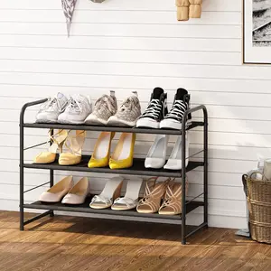 Simple Trending 3-Tier Stackable Shoe Rack, Expandable Adjustable Fabric Shoe Shelf Shoes Storage Organizer for Entryway, Bedroom, Hallway shoe rack