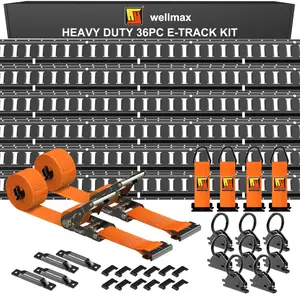 Wellmax 36PC E Track Rail Kit – Heavy Duty Rails, Ratchet Straps, O-Rings & Tie-Offs – E Track Accessories for Enclosed Trailers, Trucks, Vans & Cargo Tie Down Systems