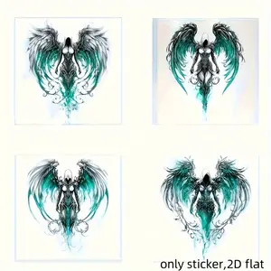 Four in One Angel Devil Sticker Set, Cartoon Fantasy Animal Theme, Self-adhesive Vinyl Stickers Suitable for Cars, Motorcycles, Laptops, Windows, Wall Decorations, Smooth Surface, Irregular Shape Suitable for Wood, Plastic, Glass, Metal, Ceramic Surfaces