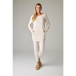 EAVOLU Masai Mara Open-Neck Tunic/Dress - Sustainable Women's Eco-Friendly Fleece Fashion with Versatile Styling Deep Pockets Body Con Off-Shoulder Sexy Warm Thumbholes Casual Comfort Minimalist Womenswear Elegance Feminine