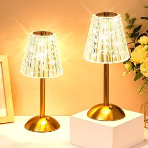 2 Pcs LED Portable Cordless Table Lamp Touch Battery Operated Rechargeable Gold Desk Lamp 3 Color Dimmable for Bedroom Living Room Dining Classic Style with Switch Included