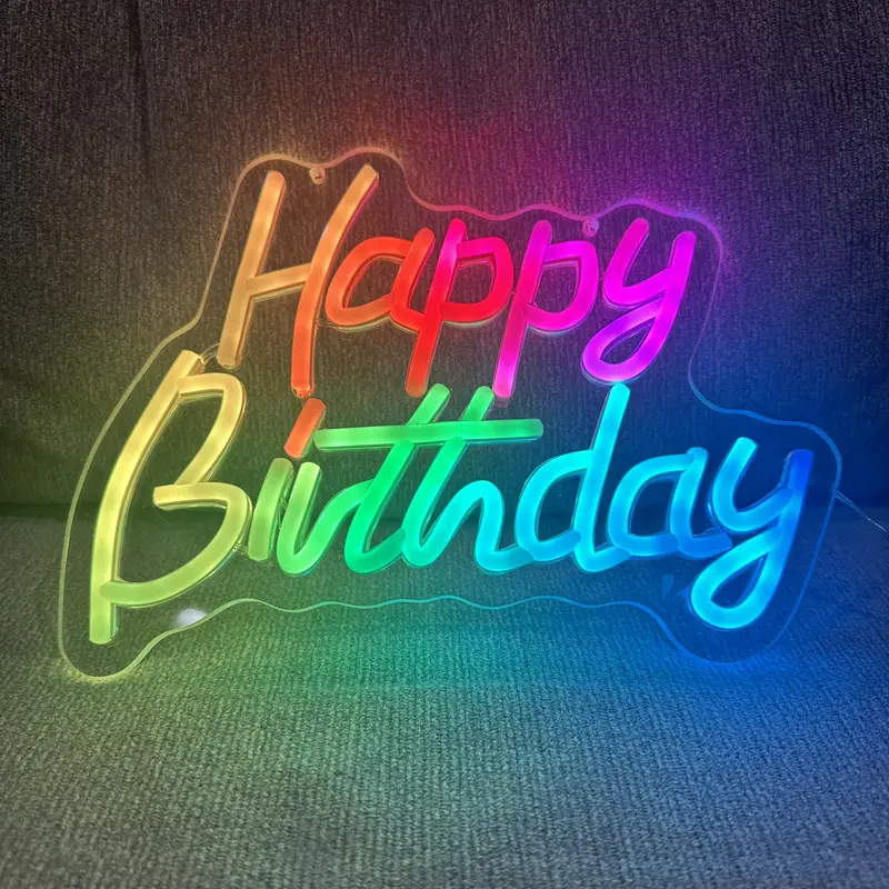 Happy Birthday LED Neon Sign | RGB Colorful Party Wall Light for Bedroom, Party & Kids Room
