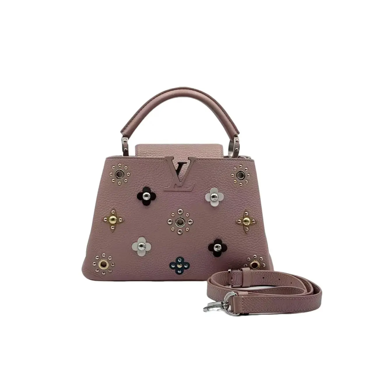 Pre-owned Louis Vuitton H5 LV Pink Capucines BB Limited Flower Handle Crossbody Bag H19360