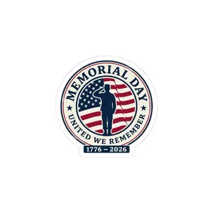 Memorial Day 1776–2026 Sticker | USA 250, vintage distressed patriotic red white blue
