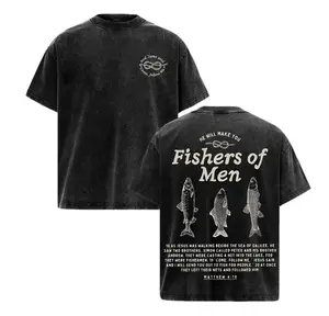valentine shirts Fishers of Men - Matthew 4:19 Jesus T-Shirt Washed ,Bible Verse Clothing , Religious Apparel , Inspirational T-shirt  Church Outfit Gym Pump Cover Back To School Outfits Gift for Christians men  clothing