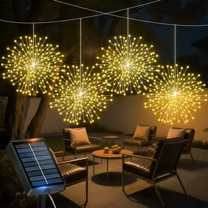 Solar Powered Outdoor Light, 4Pcs/set LED String Light, Adjustable 8 Modes Flashing Light, Outdoor Decorative Light for Garden, Tree, Tent, Christmas Decoration, Patio Hanging Lights