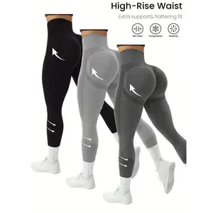 FUNYH 3-Pack High-Rise Sports Leggings for Women - Polyamide Blend, Comfort Stretch, Compression Tummy Control, Seamless for Yoga & Base Layer Fitness Pants