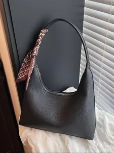 Large Capacity PU Shoulder Bag with Scarf Decoration, Multifunctional Women's Shopping Bag, Ideal Office Use, Perfect Holiday Gift for Mom